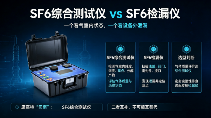 <a href='https://www.kanggaote.com/sinansf6'>SF6综合测试仪</a>和SF6检漏仪有何区别？展示仪器为<a href='https://www.kanggaote.com/sinansf6'>司南</a>